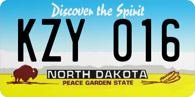 ND license plate KZY016