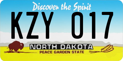 ND license plate KZY017