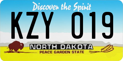 ND license plate KZY019