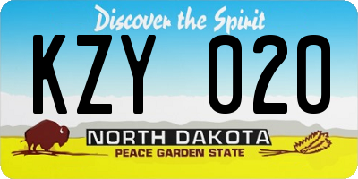 ND license plate KZY020