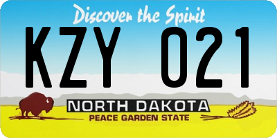ND license plate KZY021