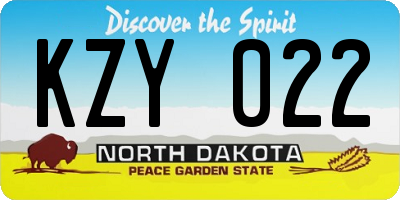 ND license plate KZY022