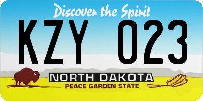 ND license plate KZY023