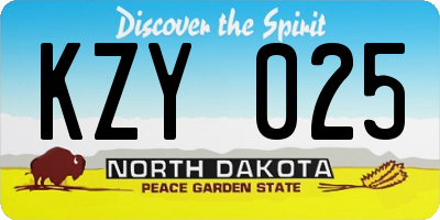 ND license plate KZY025