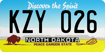 ND license plate KZY026