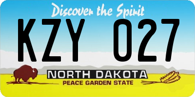 ND license plate KZY027