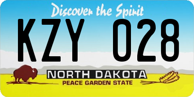 ND license plate KZY028