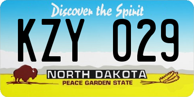 ND license plate KZY029