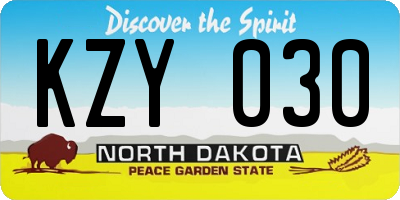 ND license plate KZY030