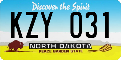 ND license plate KZY031