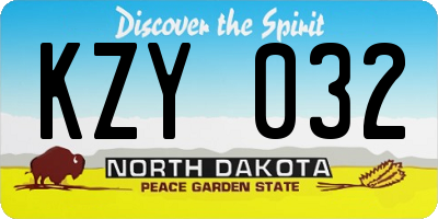 ND license plate KZY032