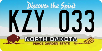 ND license plate KZY033