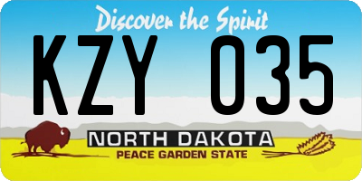 ND license plate KZY035