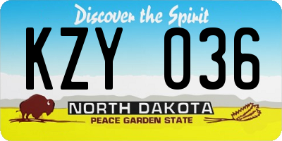 ND license plate KZY036