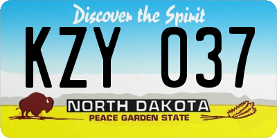 ND license plate KZY037