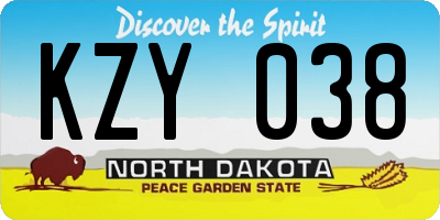 ND license plate KZY038