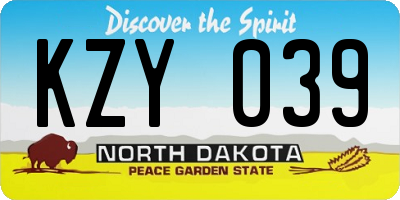 ND license plate KZY039