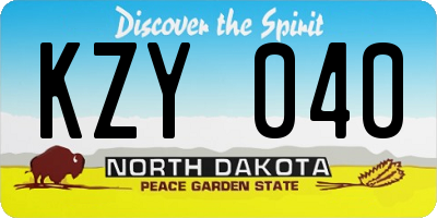 ND license plate KZY040