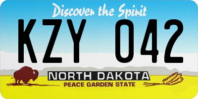 ND license plate KZY042