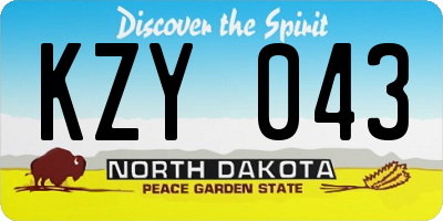 ND license plate KZY043