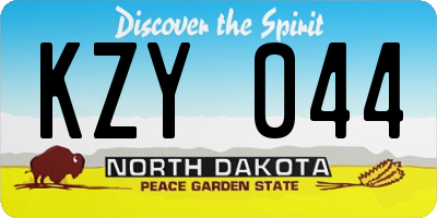 ND license plate KZY044