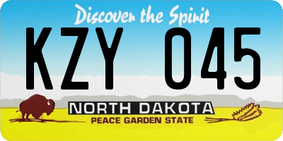 ND license plate KZY045