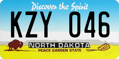 ND license plate KZY046