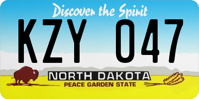 ND license plate KZY047