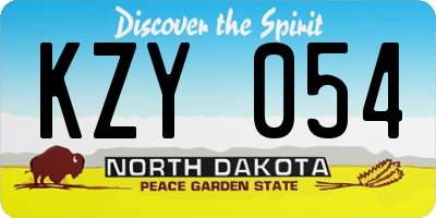 ND license plate KZY054