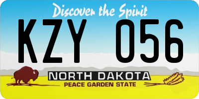 ND license plate KZY056