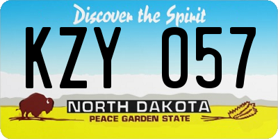 ND license plate KZY057