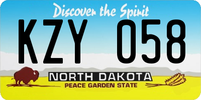 ND license plate KZY058