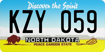 ND license plate KZY059