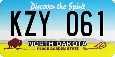 ND license plate KZY061