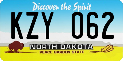 ND license plate KZY062