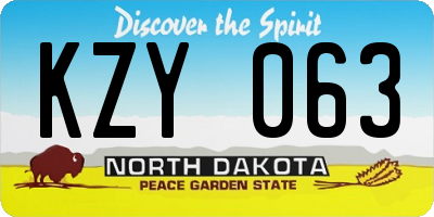 ND license plate KZY063