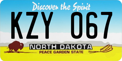 ND license plate KZY067