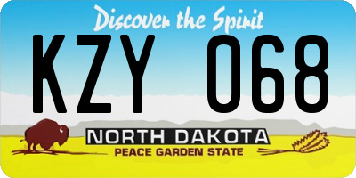 ND license plate KZY068