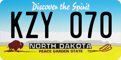 ND license plate KZY070