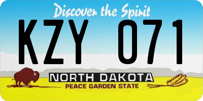 ND license plate KZY071
