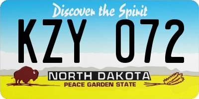 ND license plate KZY072