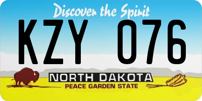 ND license plate KZY076