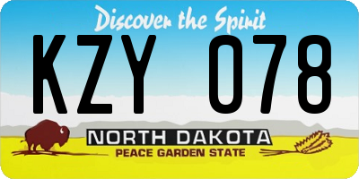 ND license plate KZY078