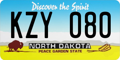 ND license plate KZY080