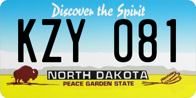 ND license plate KZY081