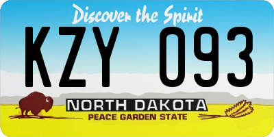 ND license plate KZY093