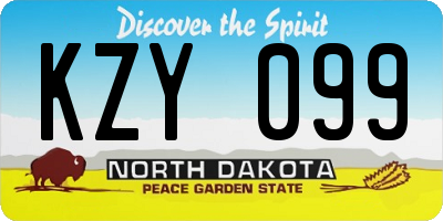 ND license plate KZY099