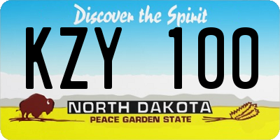 ND license plate KZY100