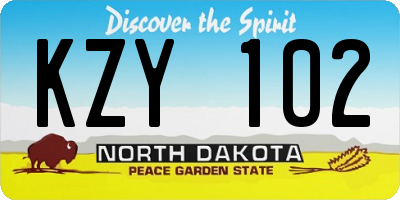 ND license plate KZY102