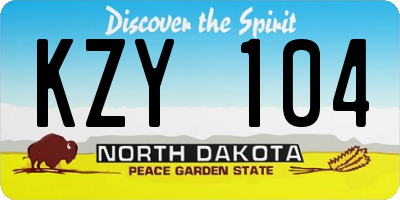 ND license plate KZY104